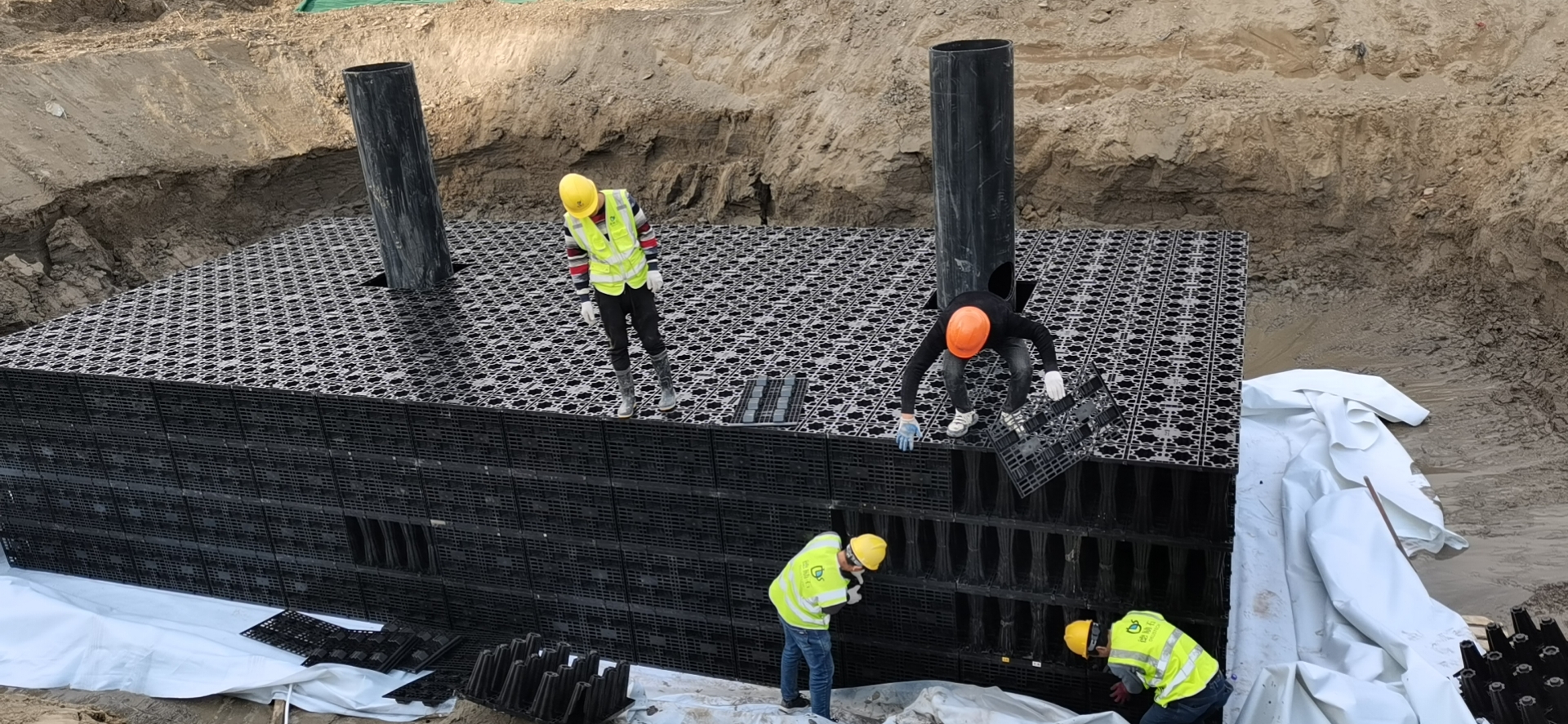 浙江德励石签约并施工杭州东部湾体育公园亚运轮滑馆雨水收集系统5